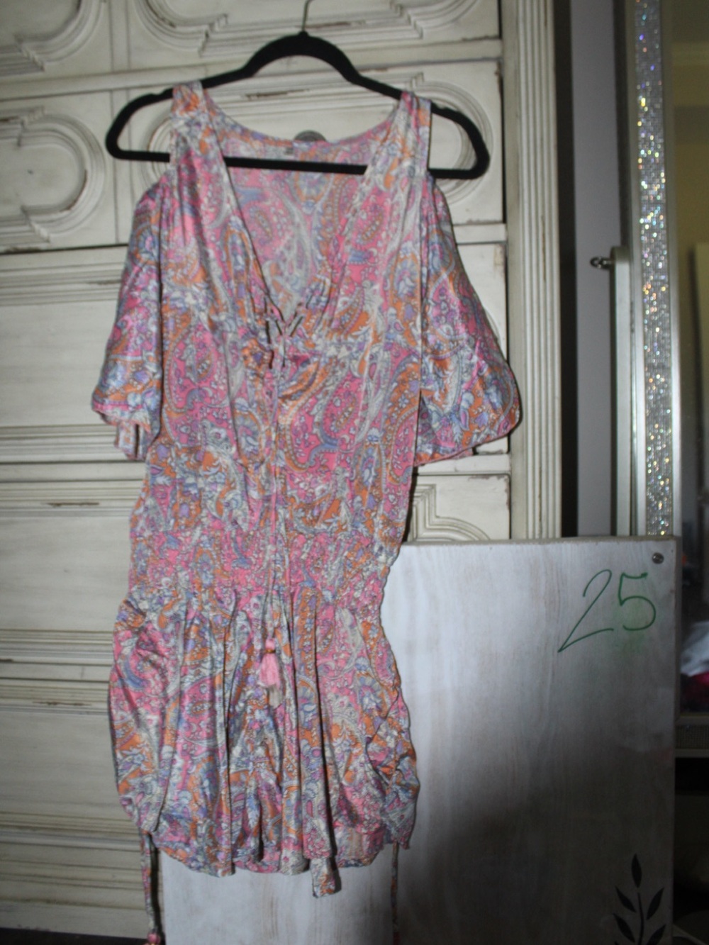 Pink Paisley Cold-Shoulder Romper